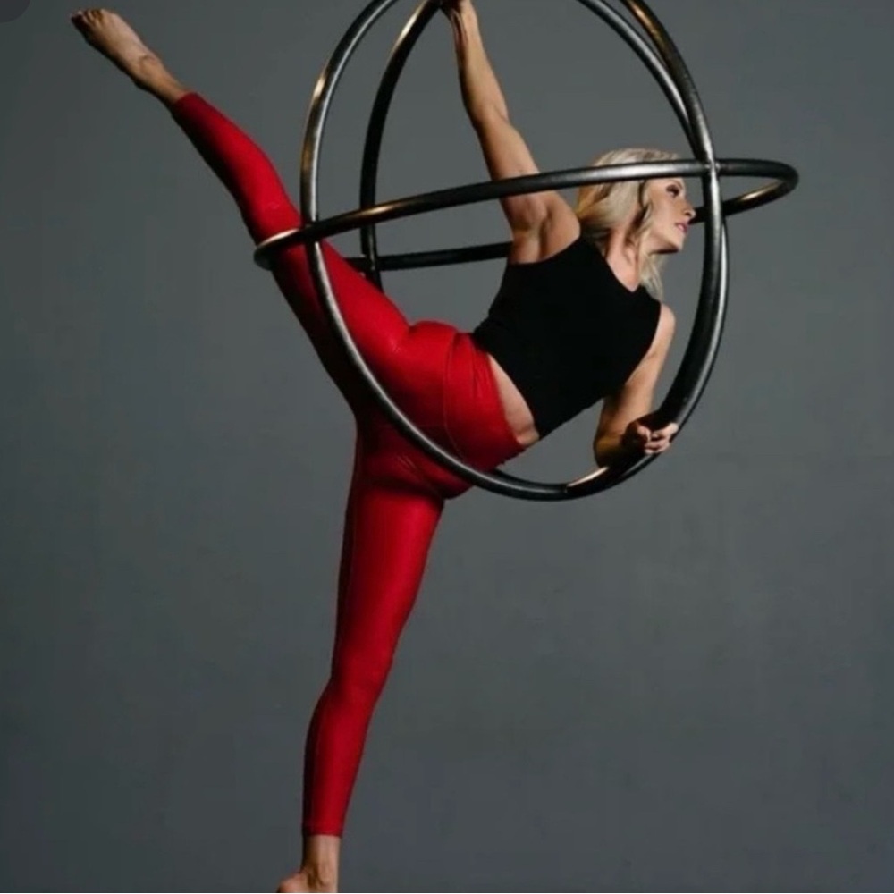Women's Red Metallic Leggings